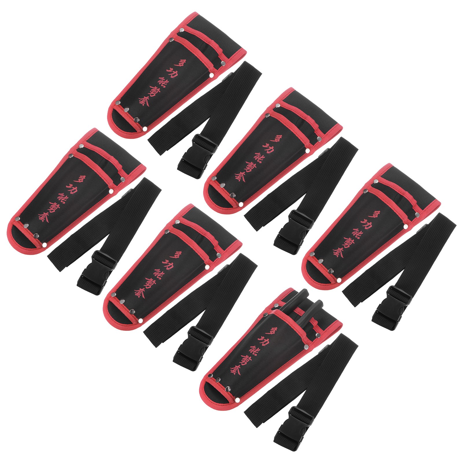 6-Pack Garden Pruner Sheath, Canvas Pruning Shears Sheath W Belt [Red-Black]