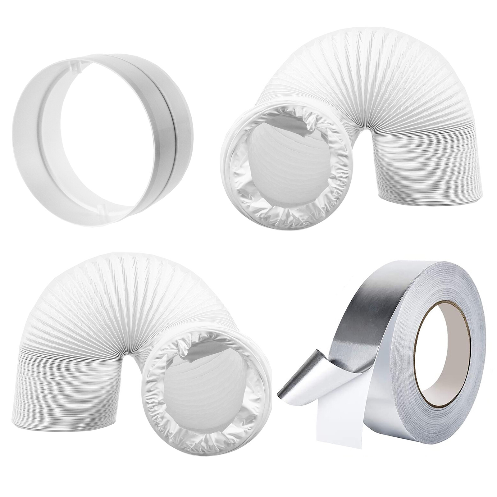Portable Air Conditioning Duct Kit 6" x 6m Vent Hose x 2 + Connector Ring + Tape