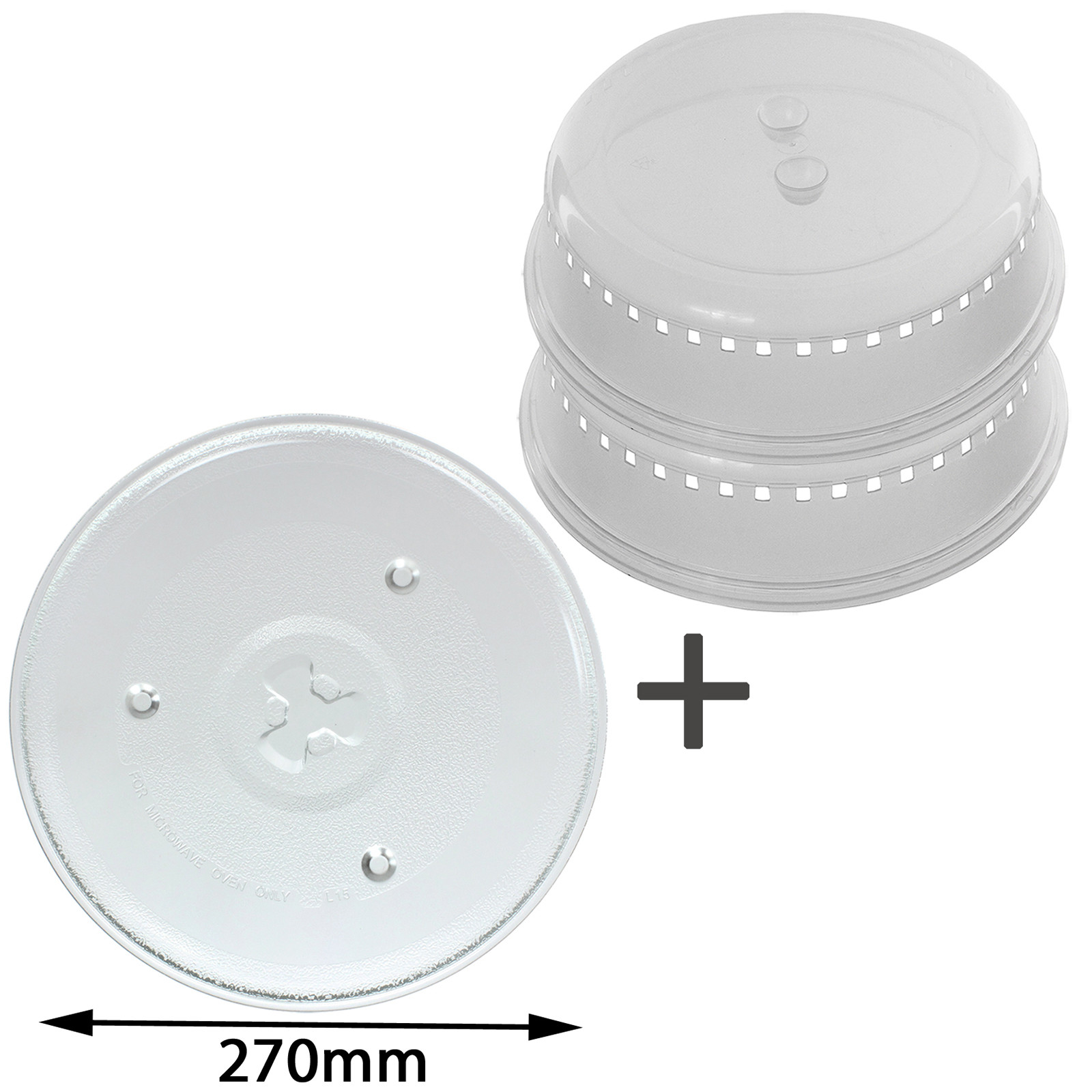 UNIVERSAL 270mm 10.6" Diameter Microwave Glass Plate Turntable Splash Cover 27cm
