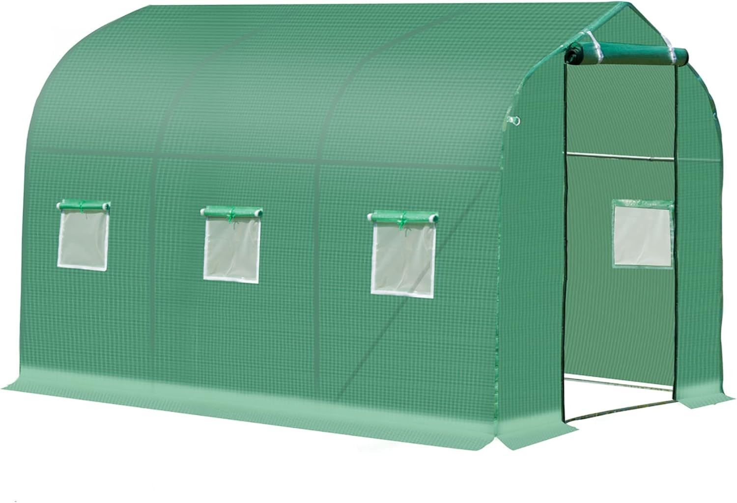 Outsunny Polytunnel Greenhouse with Windows and Door, Walk in Greenhouse for Ga