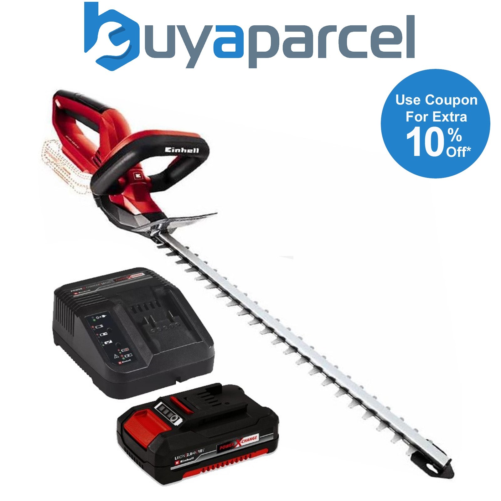 Einhell 18v Cordless Hedge Trimmer PXC 46cm GC-CH 1846 Li + 2.0ah Battery +Cover