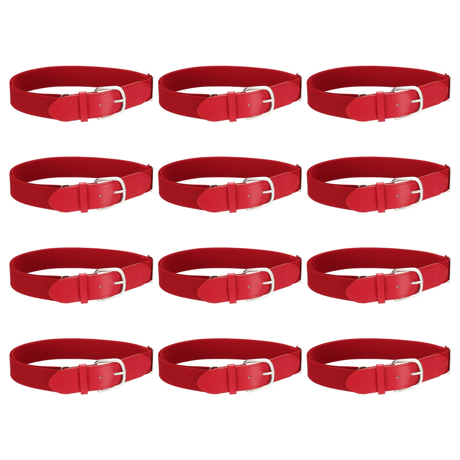 Baseball Belt Softball Belt Fit for Youth- (12 Pack, Red)