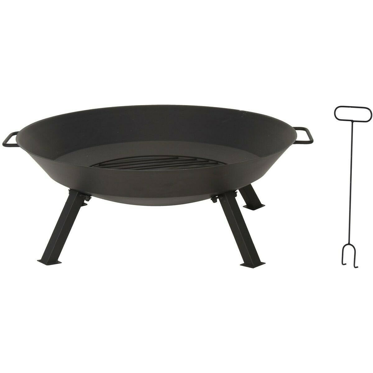 Outdoor Black Metal Fire Bowl, 76cm