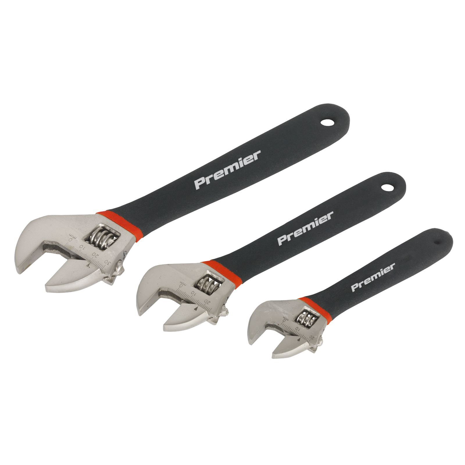 Sealey Adjustable Wrench Set 3 Piece Ni-Fe Finish Adjustable Wrench AK907