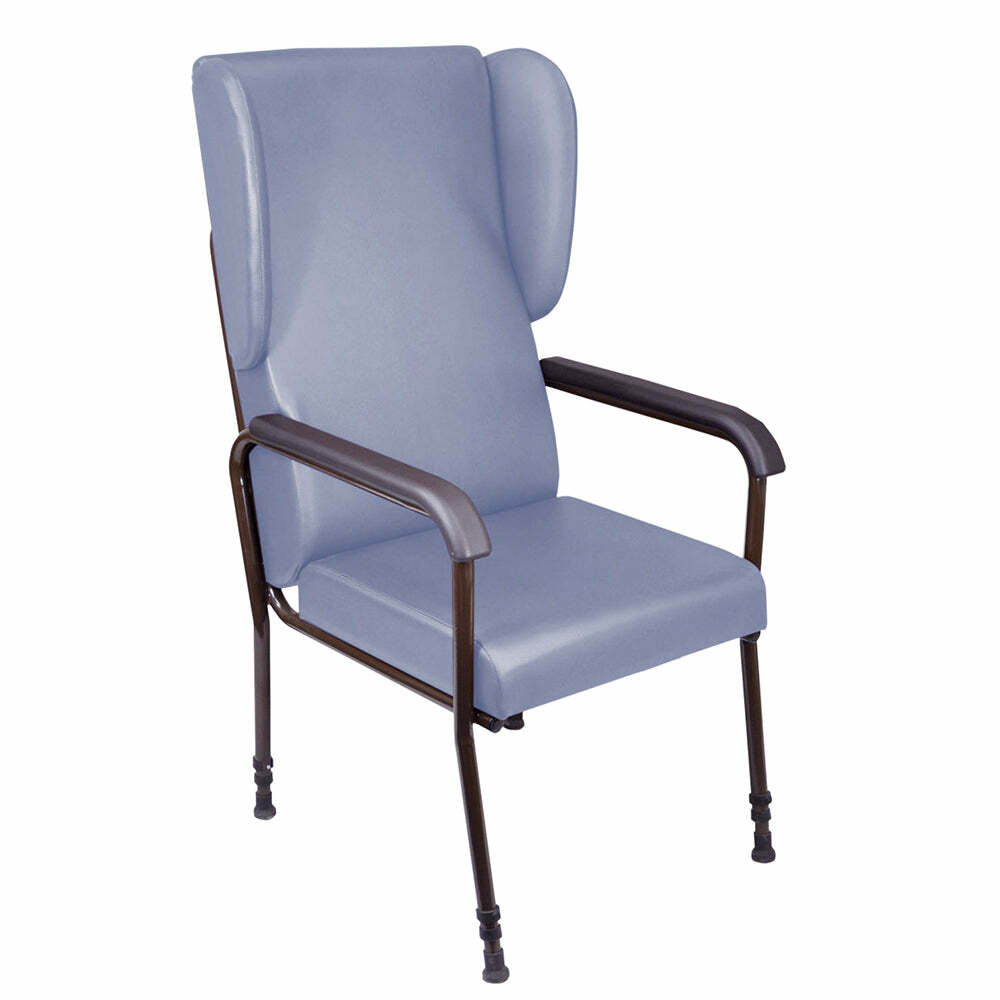 Height Adjustable High Backed Lounge Chair - Blue Upholstery - 450 570mm Height