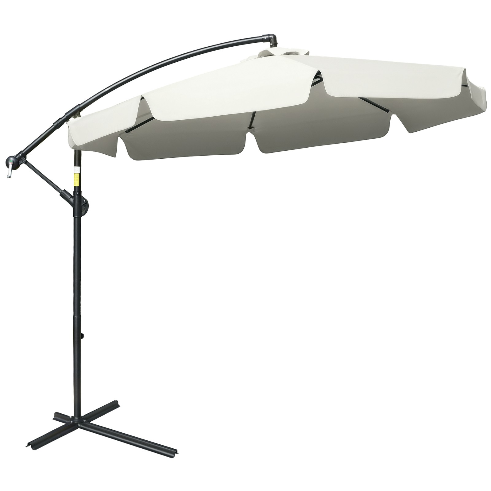 Outsunny 2.7m Garden Cantilever Banana Parasol Sun Shade w/ Crank, Cream White
