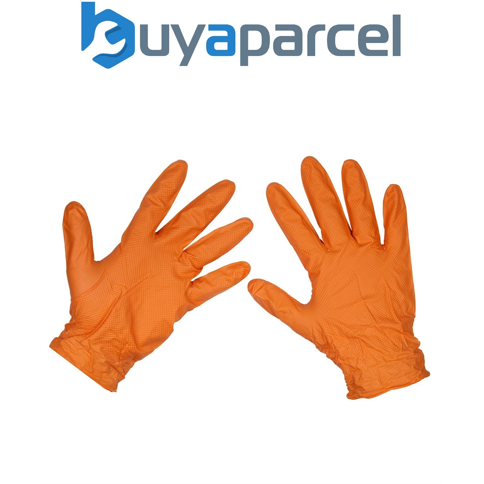 Sealey SSP56XL Diamond Grip Extra-Thick Nitrile Powder-Free Gloves, Orange, X-La