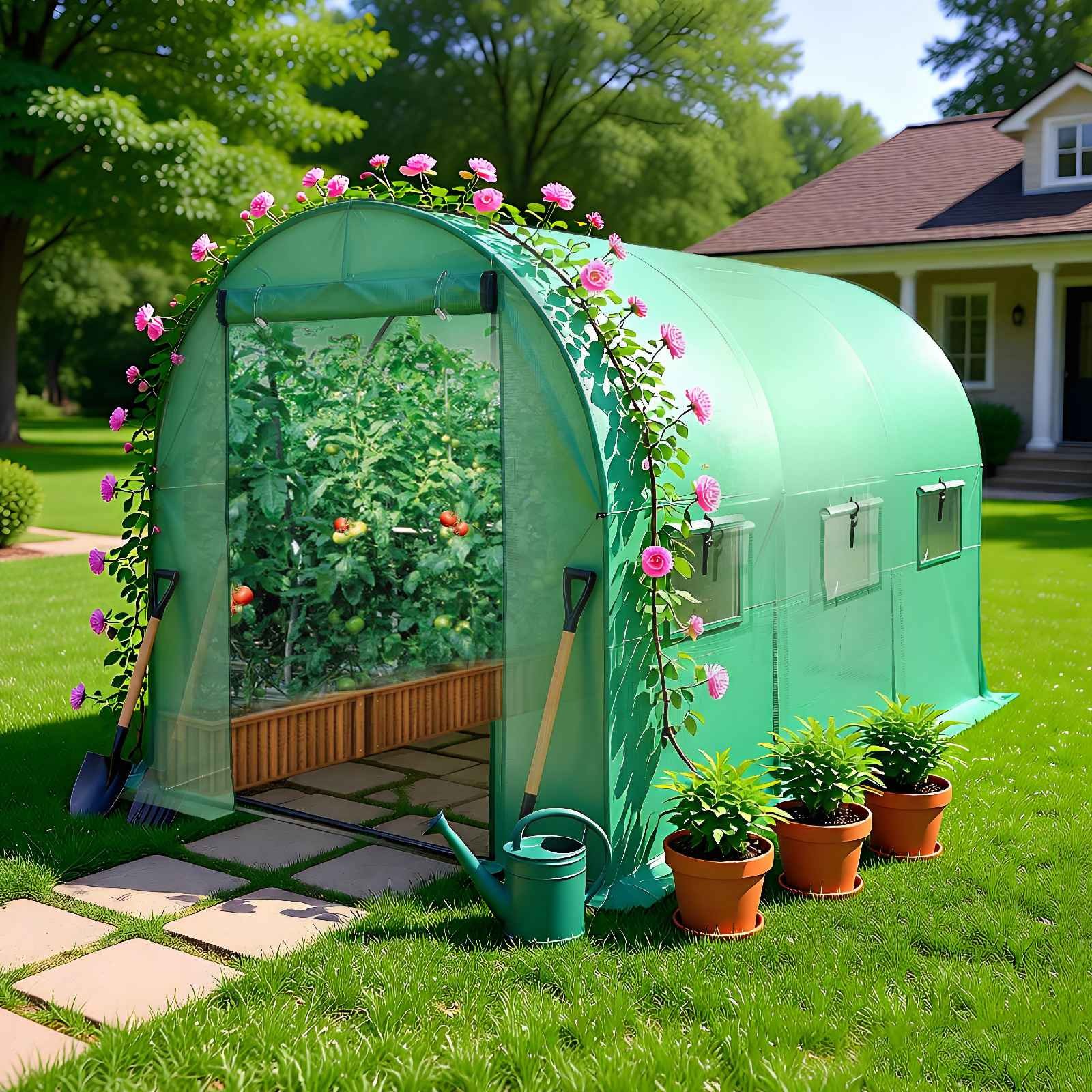 Polytunnel Fully Galvanised Steel Frame Greenhouse Pollytunnel Tunnel 3m x 2m