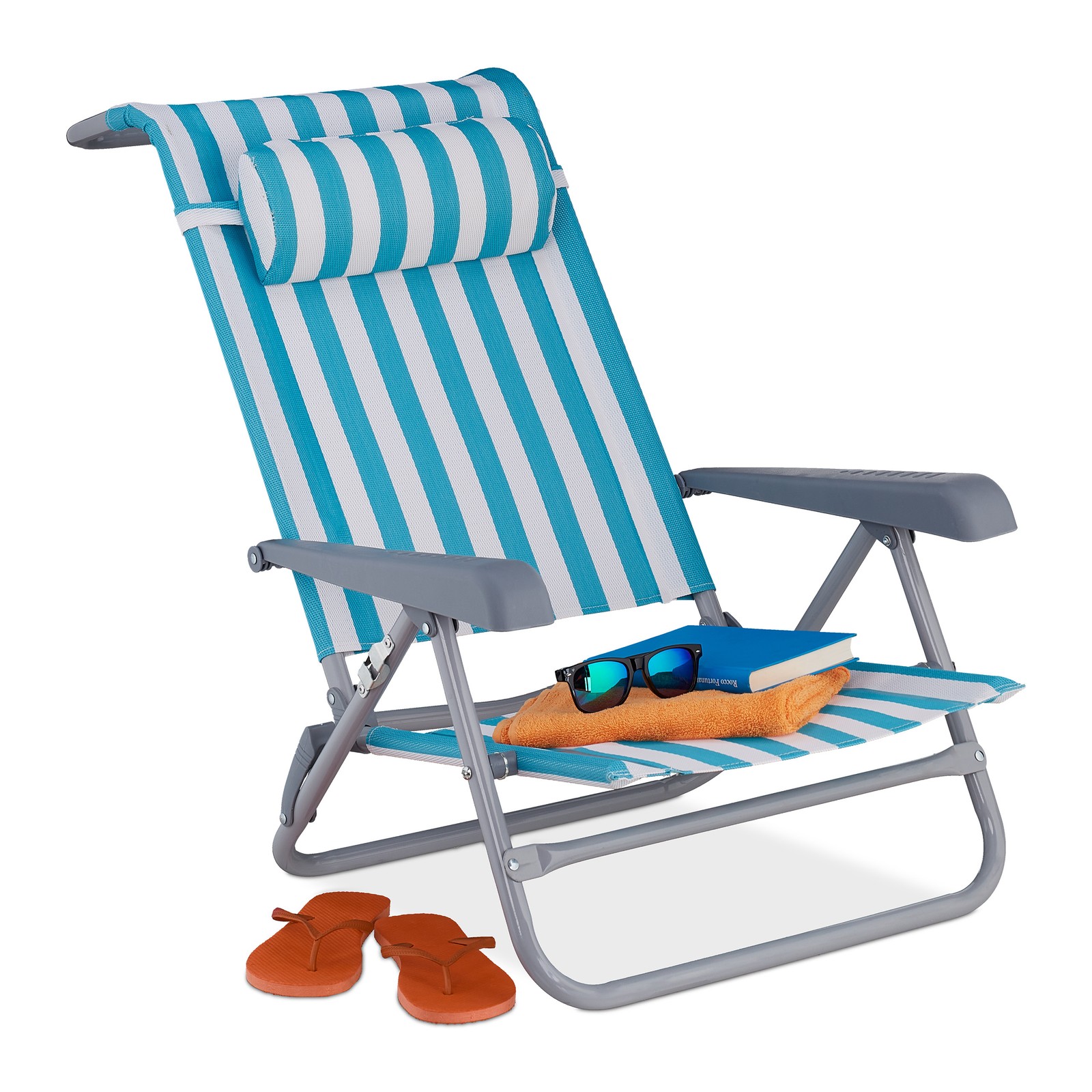 Reclining beach chair Lightweight 8 positions Reclining sun lounger
