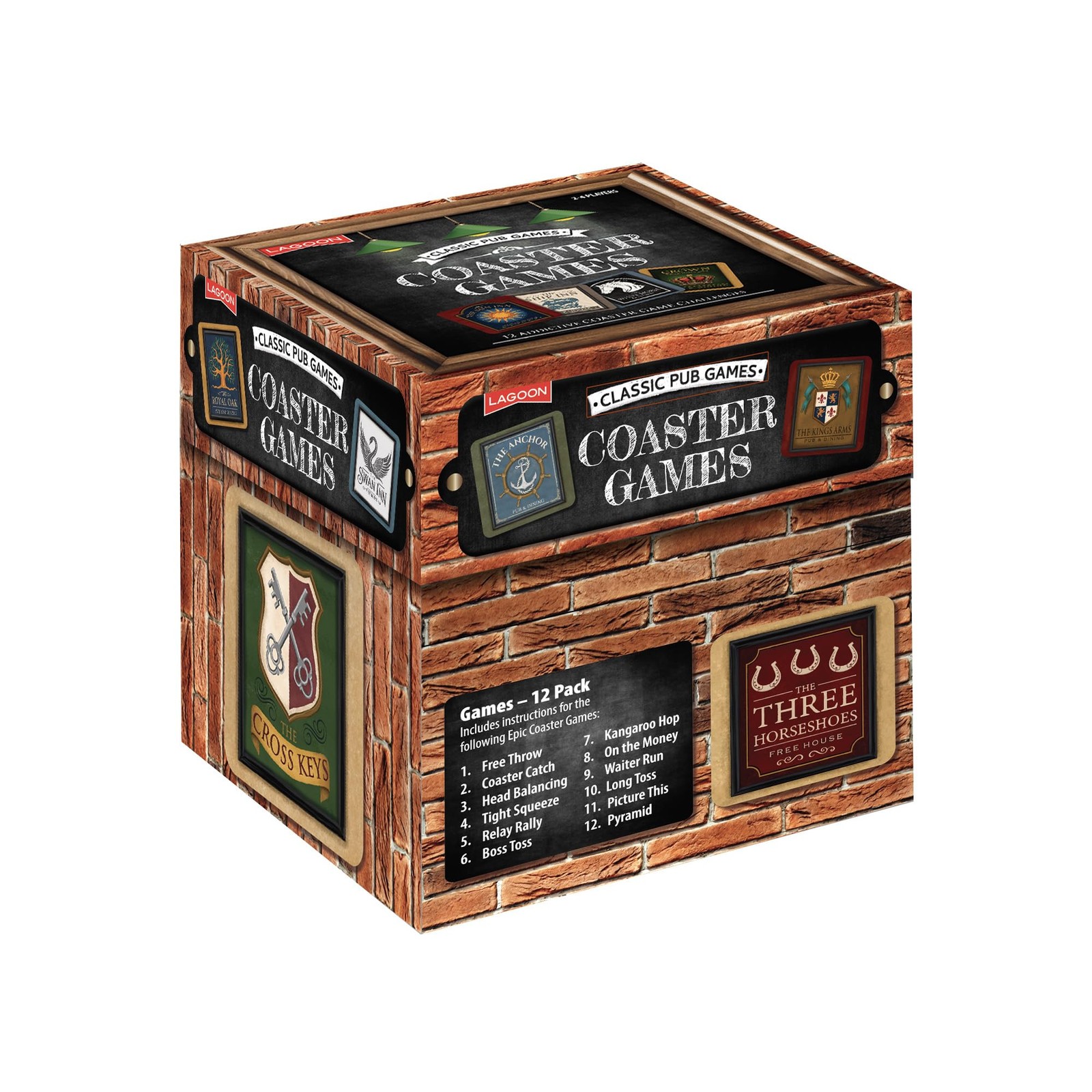 Classic Pub Coaster Games Compendium, 12 Bar Games, 40 Lagoon Pub Coasters, 2-4