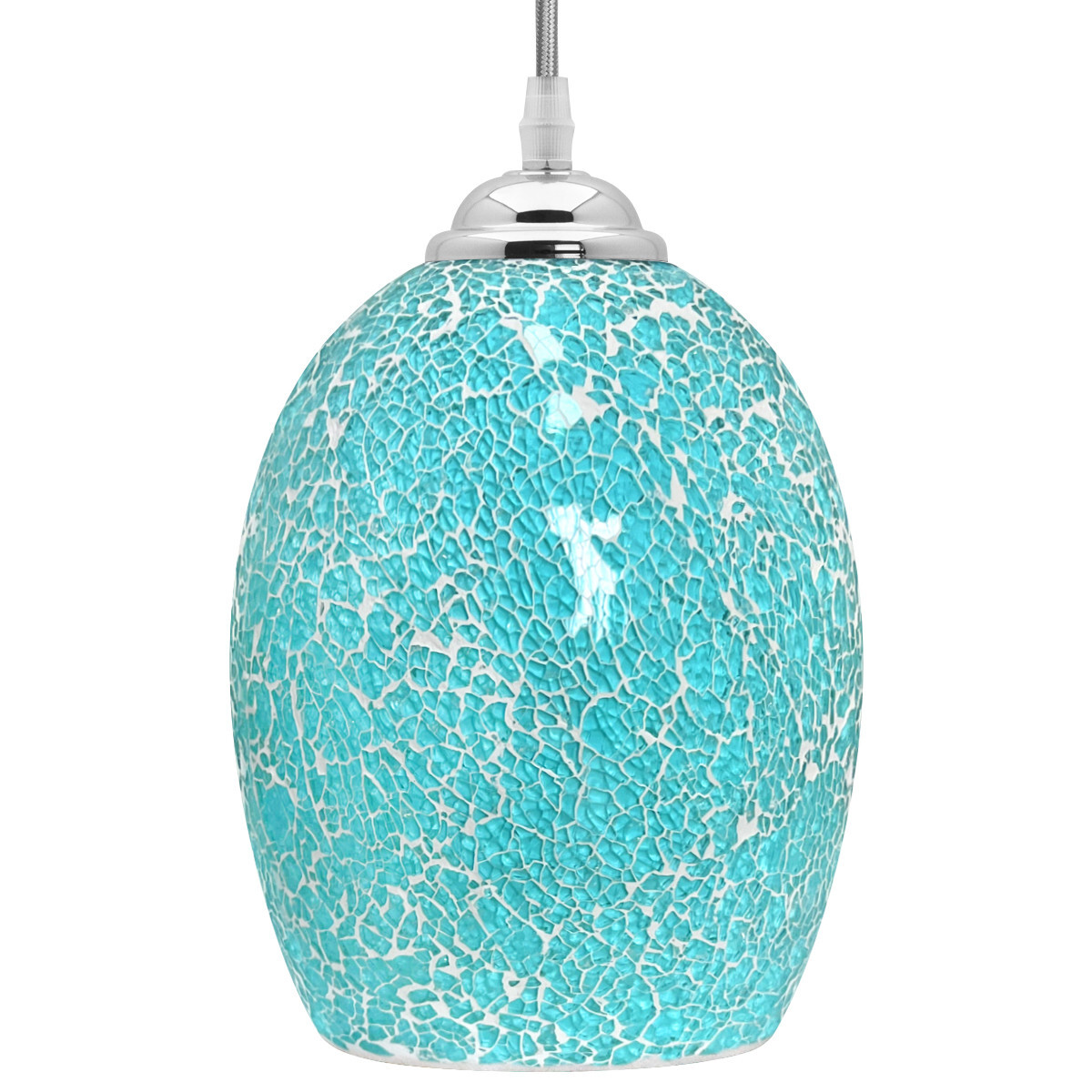 Vintage Blue Mosaic Glass Hanging Ceiling Pendant Light Shade K420