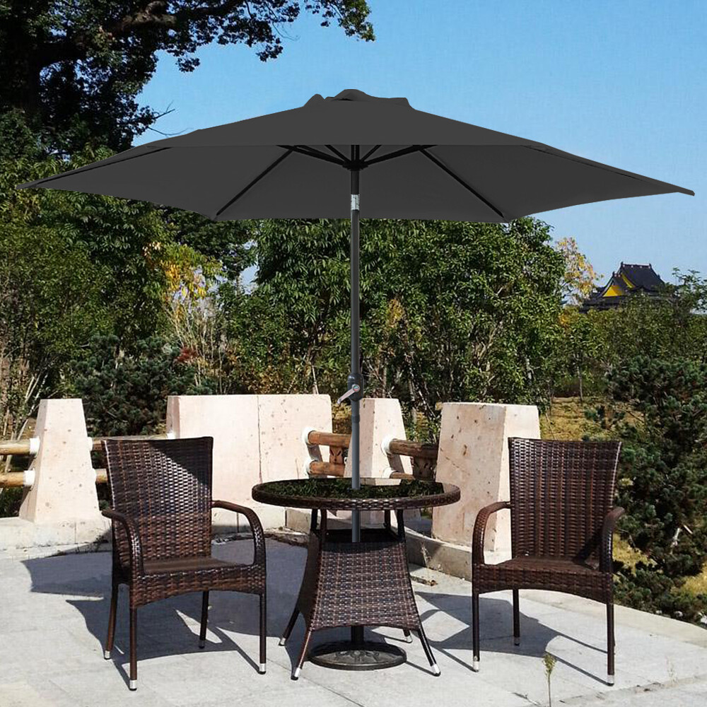 Aluminium 2.5M Round Garden Parasol Umbrella Patio Sun Shade Capony Crank Tilt