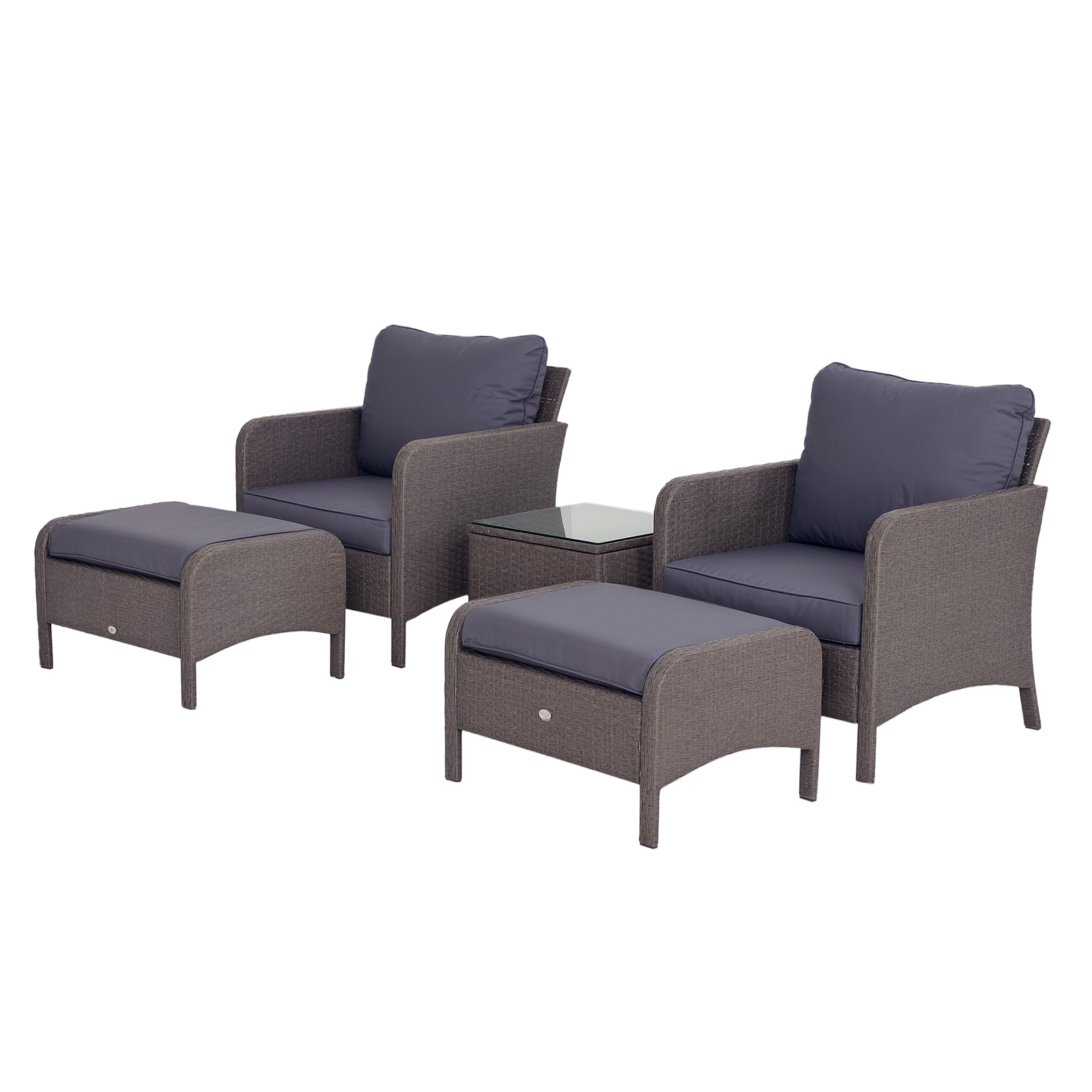 Outsunny 5 Pieces Outdoor Patio Furniture Set Wicker Conversation Set Dark Grey