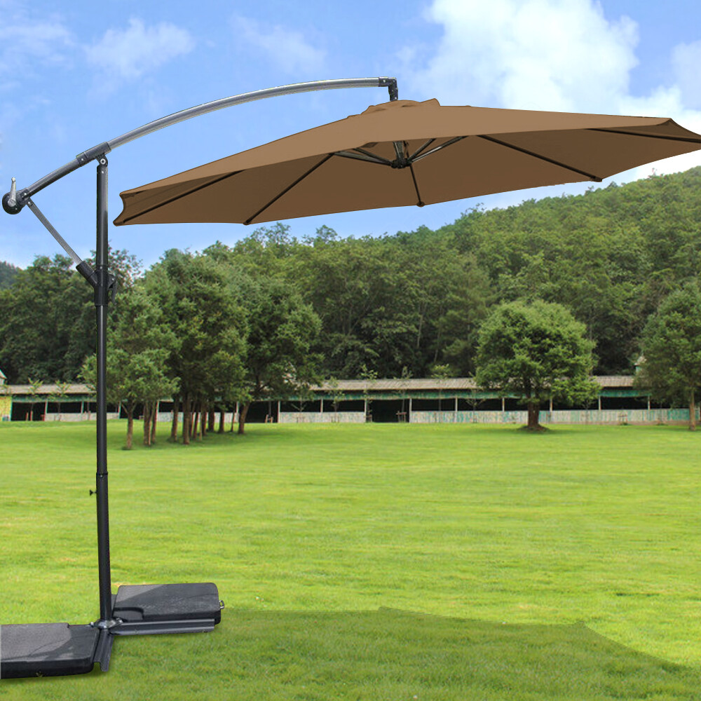 Garden Banana Parasol Sun Shade Patio Cantilever Hanging Umbrella Canopy Coffee