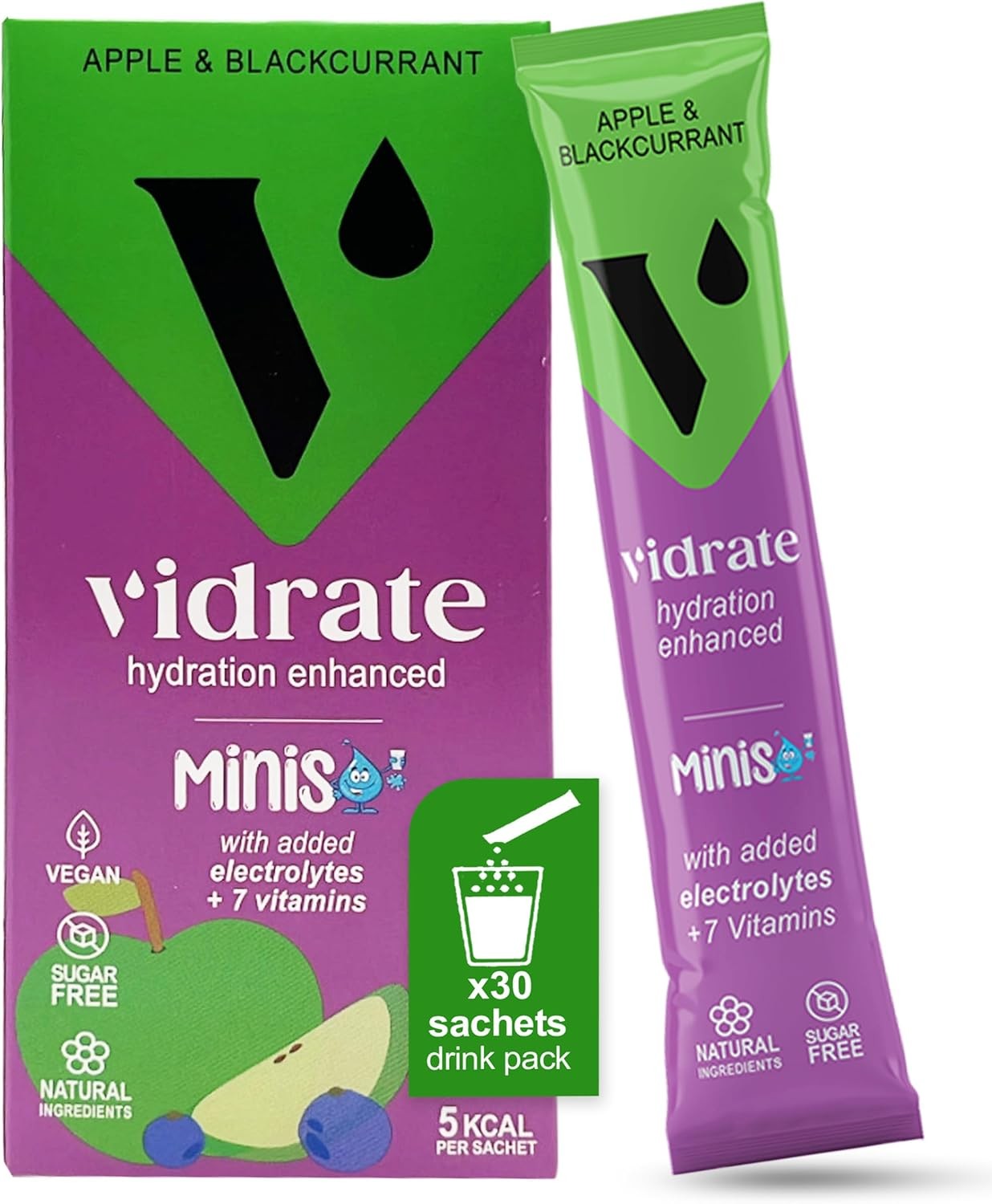 Vidrate Electrolytes Powder Minis - Hydration Sachets with Vitamins & Electroly