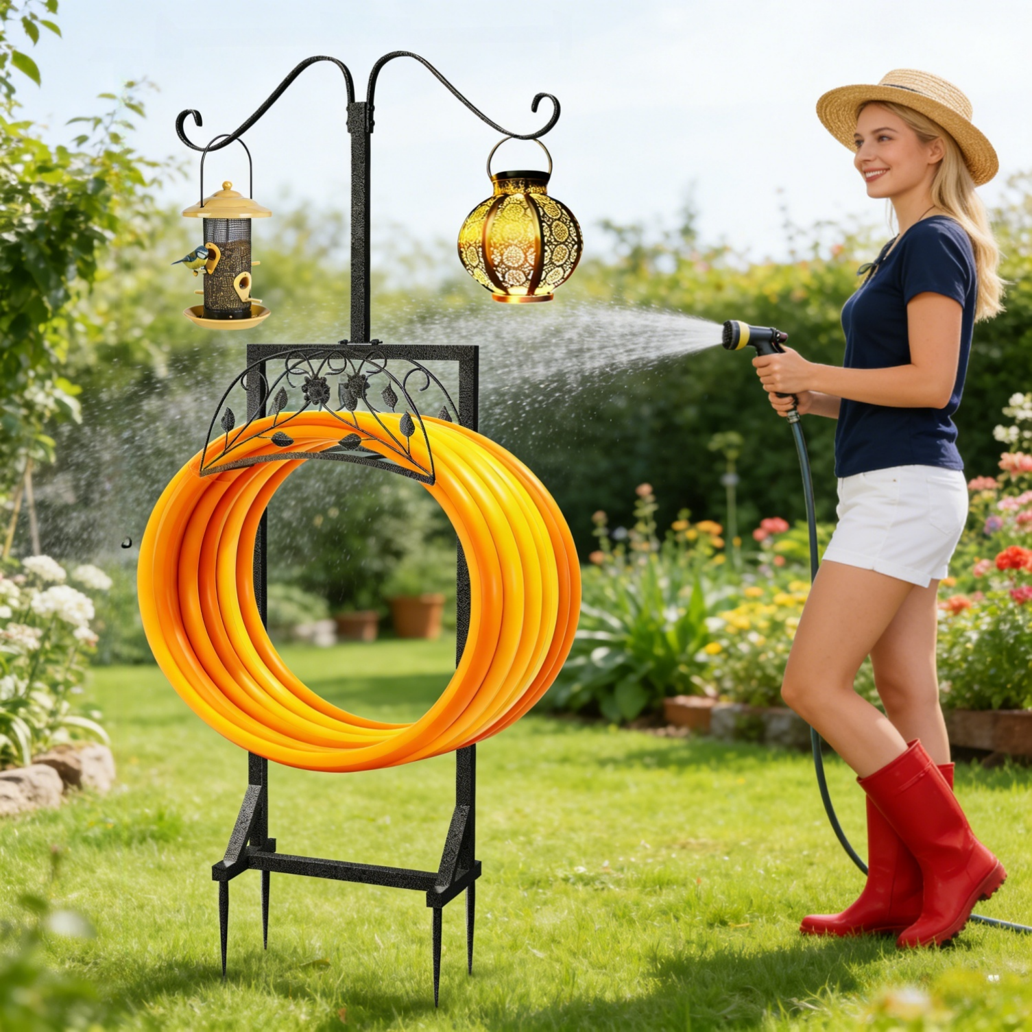 Heavy Duty Garden Hose Holder Hanger Freestanding fr Garden Yard Vegetable Patch