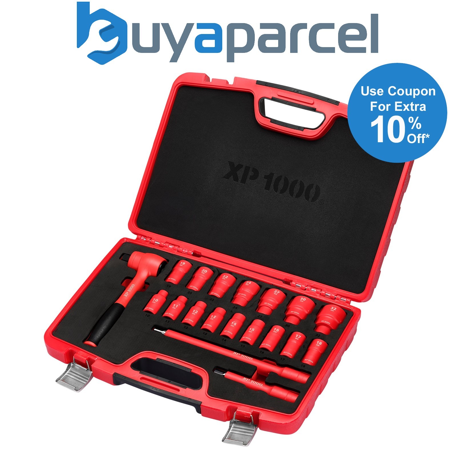 Draper 17671 XP1000 VDE Metric Socket Set, 1/2" Sq. Dr. (19 Piece)