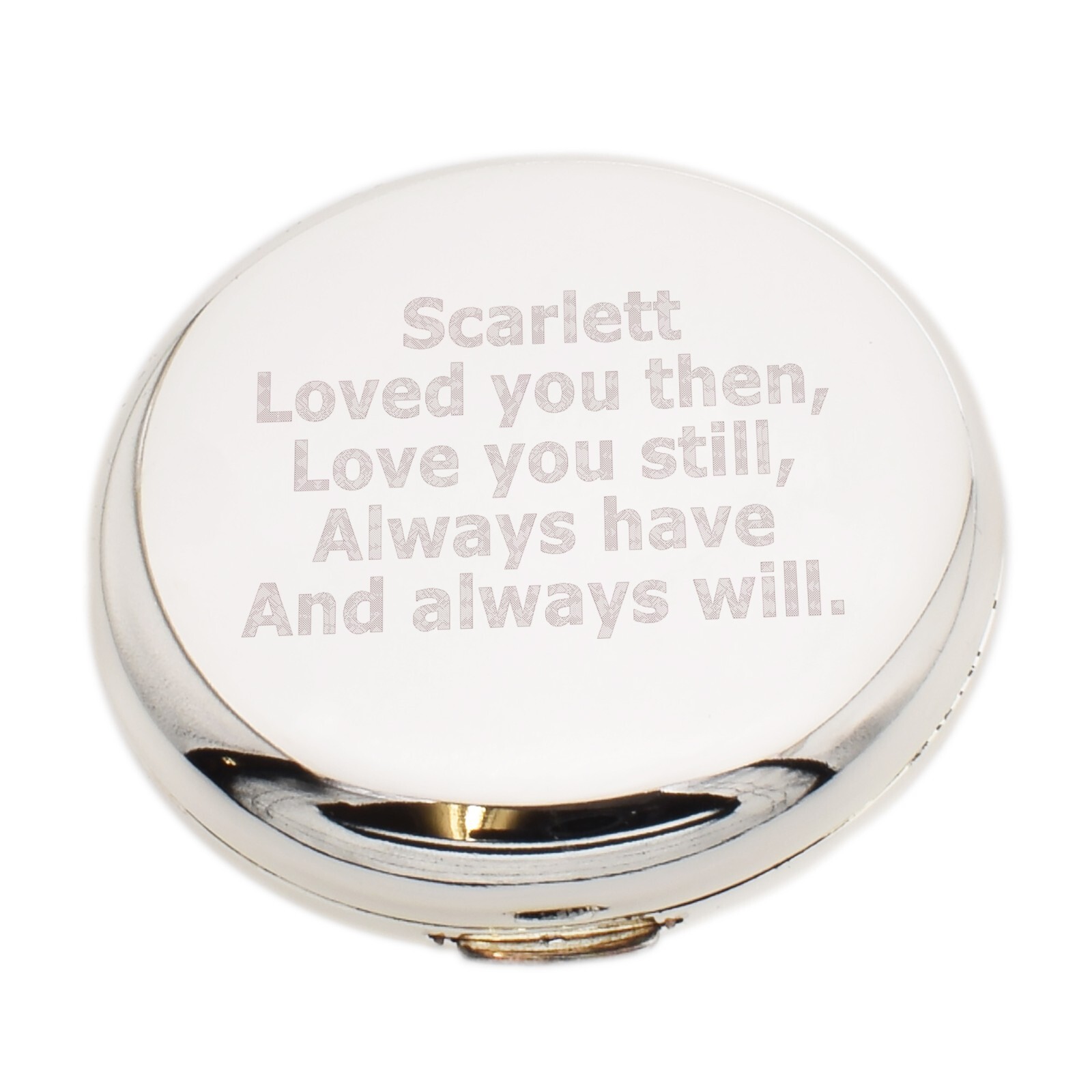Beautifully Engraved Personalised Silver Finish Round Handbag Mirror