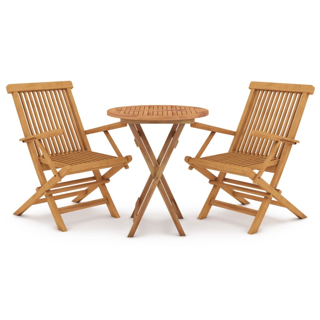 Solid Wood Teak Garden Dining Set 3 Piece Wooden Table and Chair vidaXL