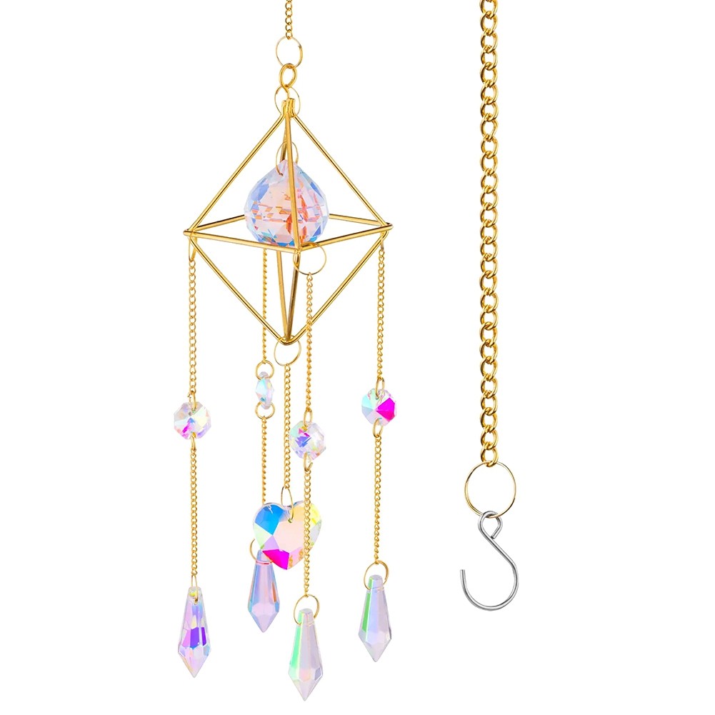 3X(Crystal Suncatchers Pendant Prisms Decor Garden Wind Chimes with Chain8673
