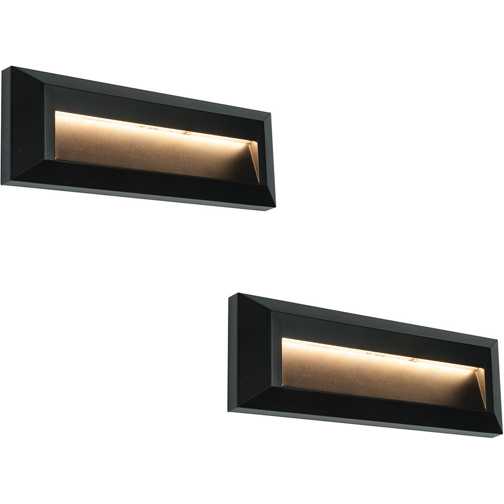 2 PACK Outdoor Pathway Guide Light - Indirect 2W Warm White LED - Black ABS