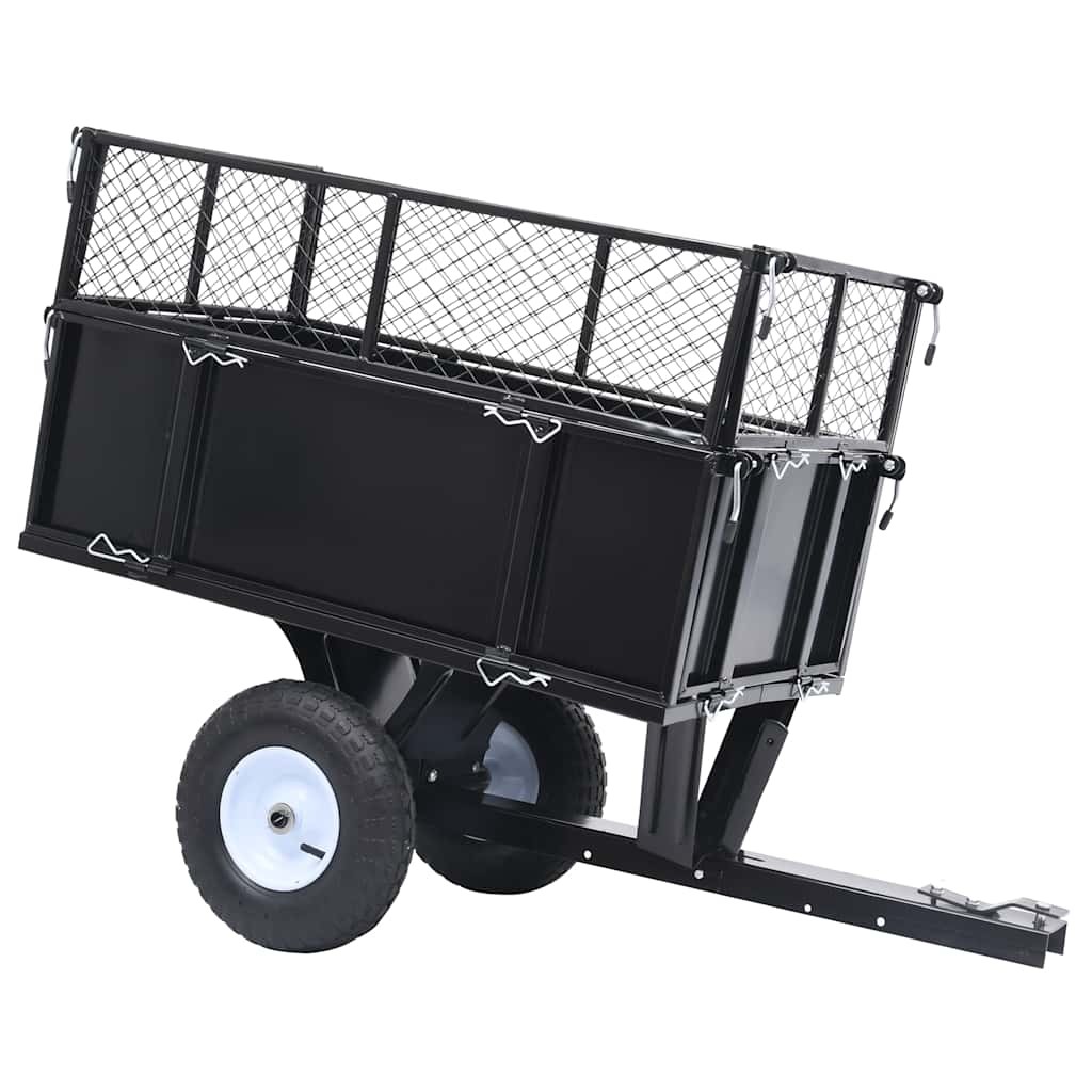 Tipping Trailer for Lawn Mower 150 kg Load Garden Dump Wheelbarrow vidaXL