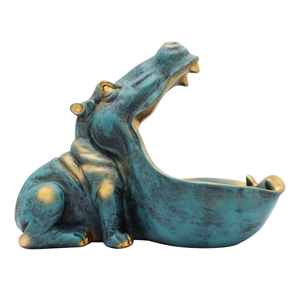 Hippopotamus Statue Home Resin Hippopotamus Figurine Fun Candy Dish,Key6087