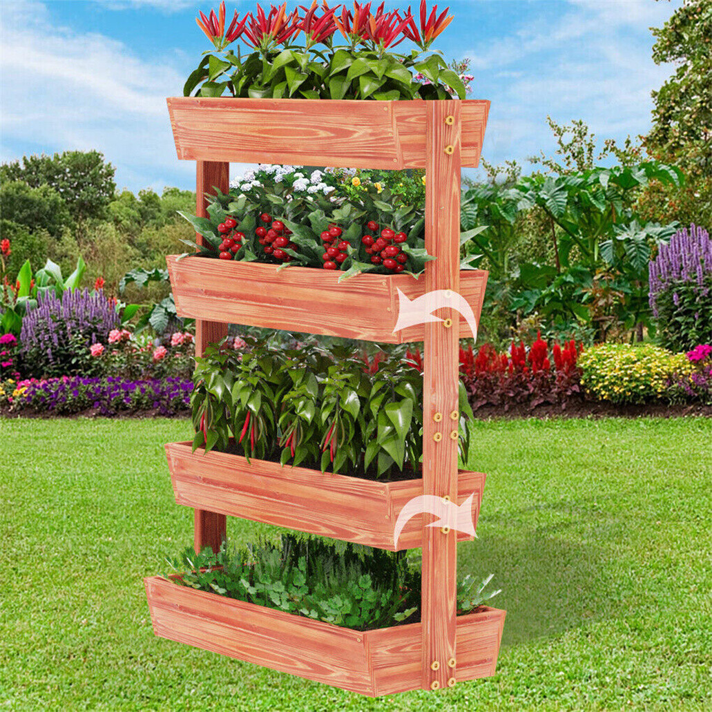 4 Tier Raised Garden Bed Vertical Planter Container Boxes for Patio Yard Balcony