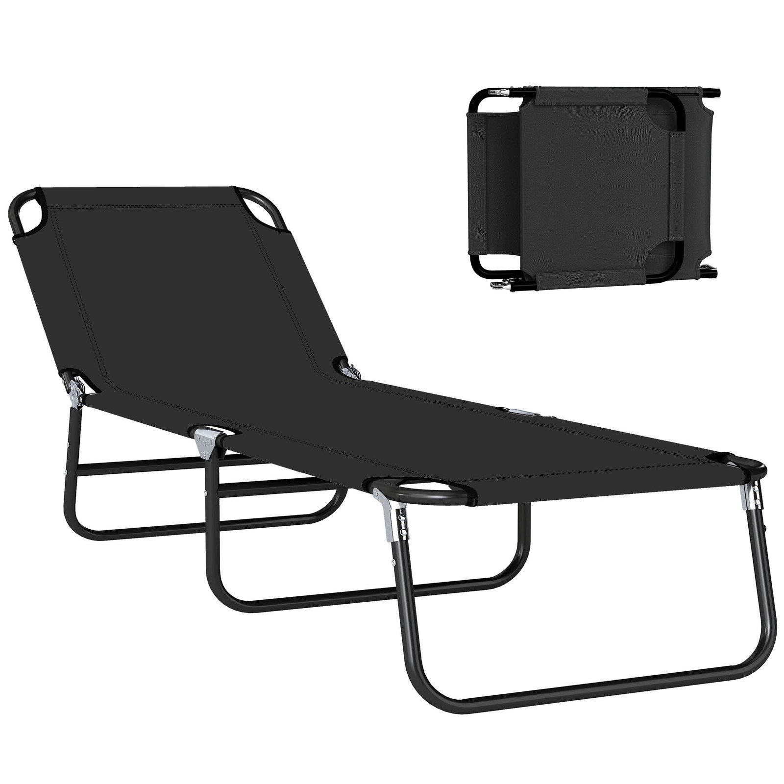 Outsunny Folding Lounge Chair Outdoor Chaise Lounge for Bench Patio Black