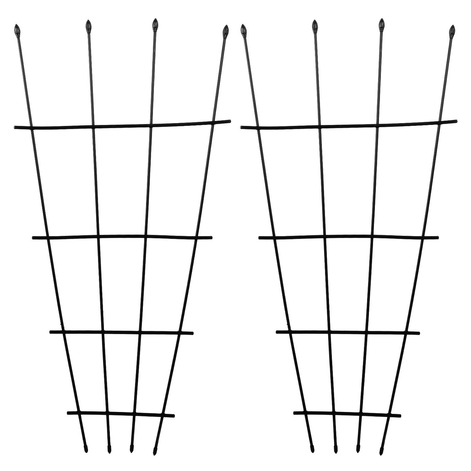 Woodside 1.2m Metal Garden Fan Trellis, Decorative Plant/Flower Pot Support x 2