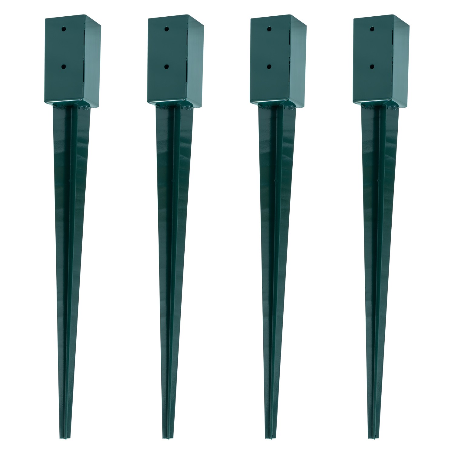 Steel Fence Post Holders Heavy Duty Ground Stakes – 100mm/4” Square Pack of 4