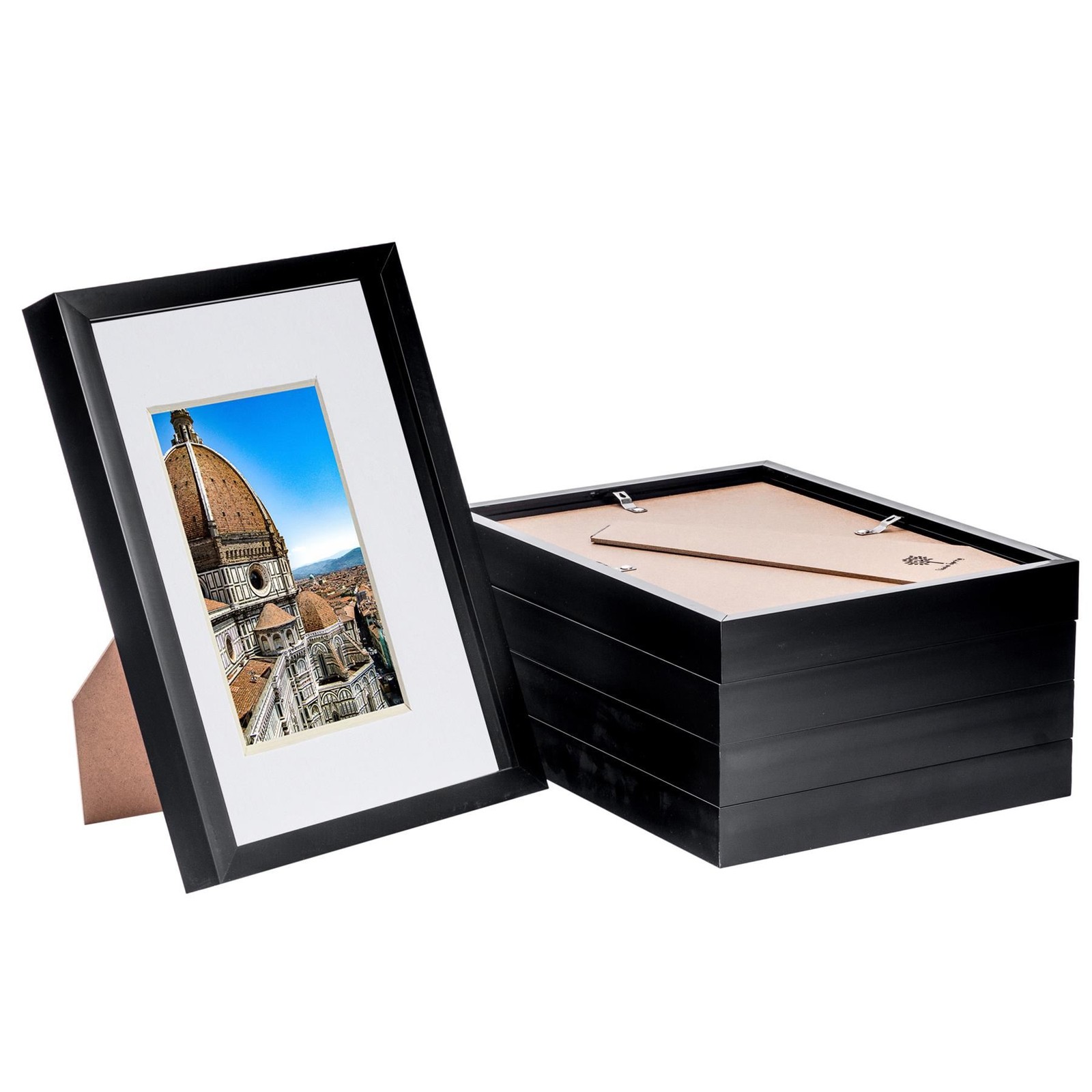 5x Black A4 (8" x 12") 3D Shadow Box Frames with White A5 Mount Display