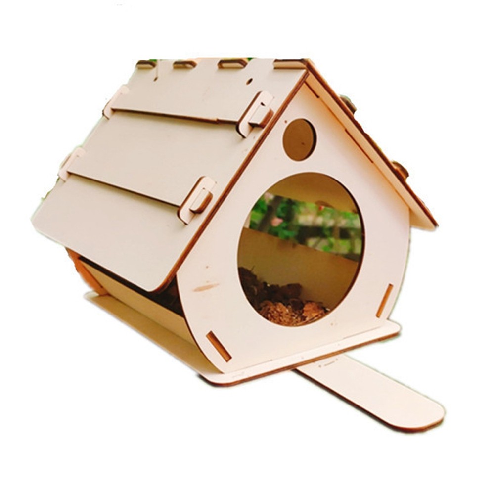 2X(Wooden Bird Nest with Perch Bird Feeder Household Bird Nest Box Suitable6803