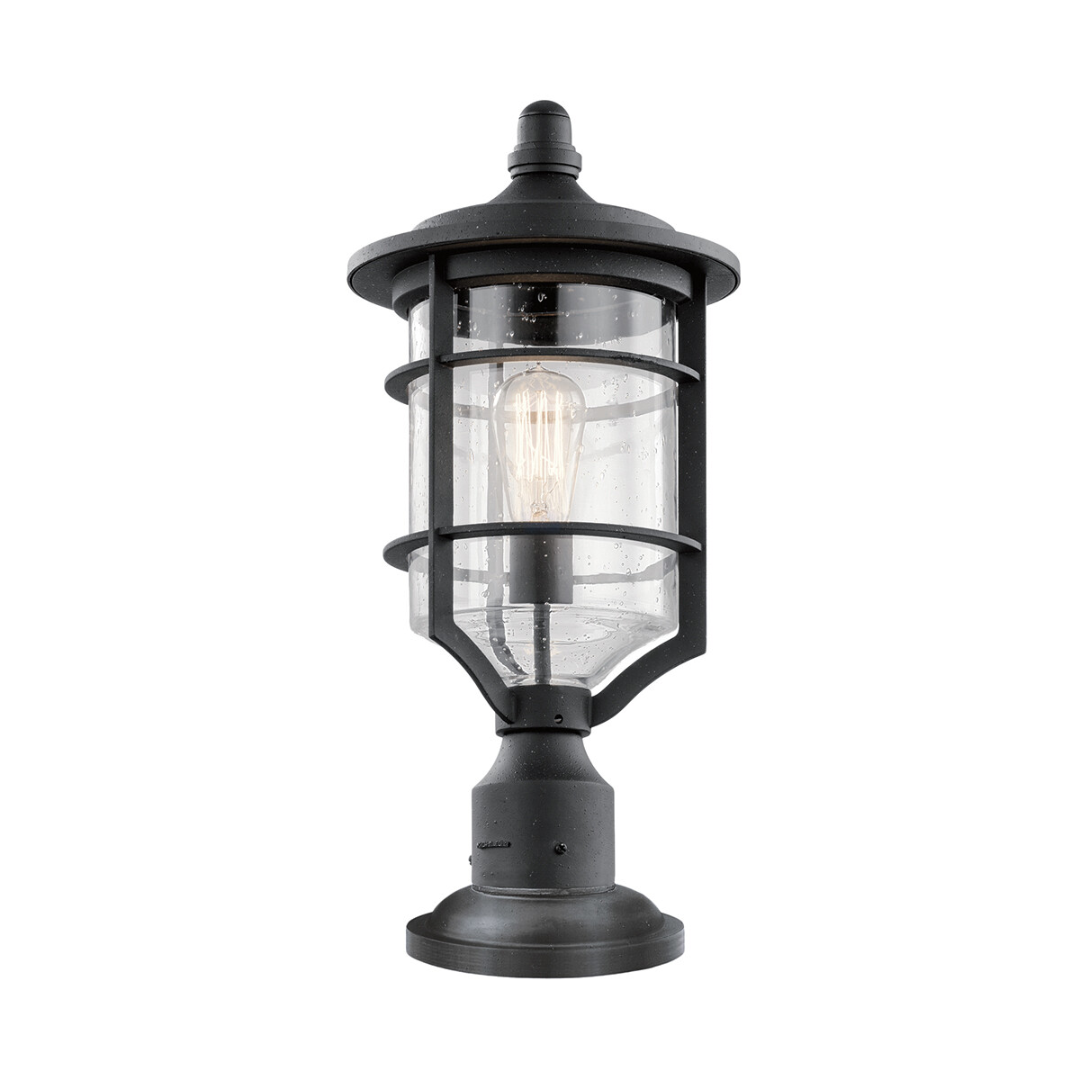 Outdoor IP44 1 Bulb Wall Ground Pedestal Light Distressed Black LED E27 60W