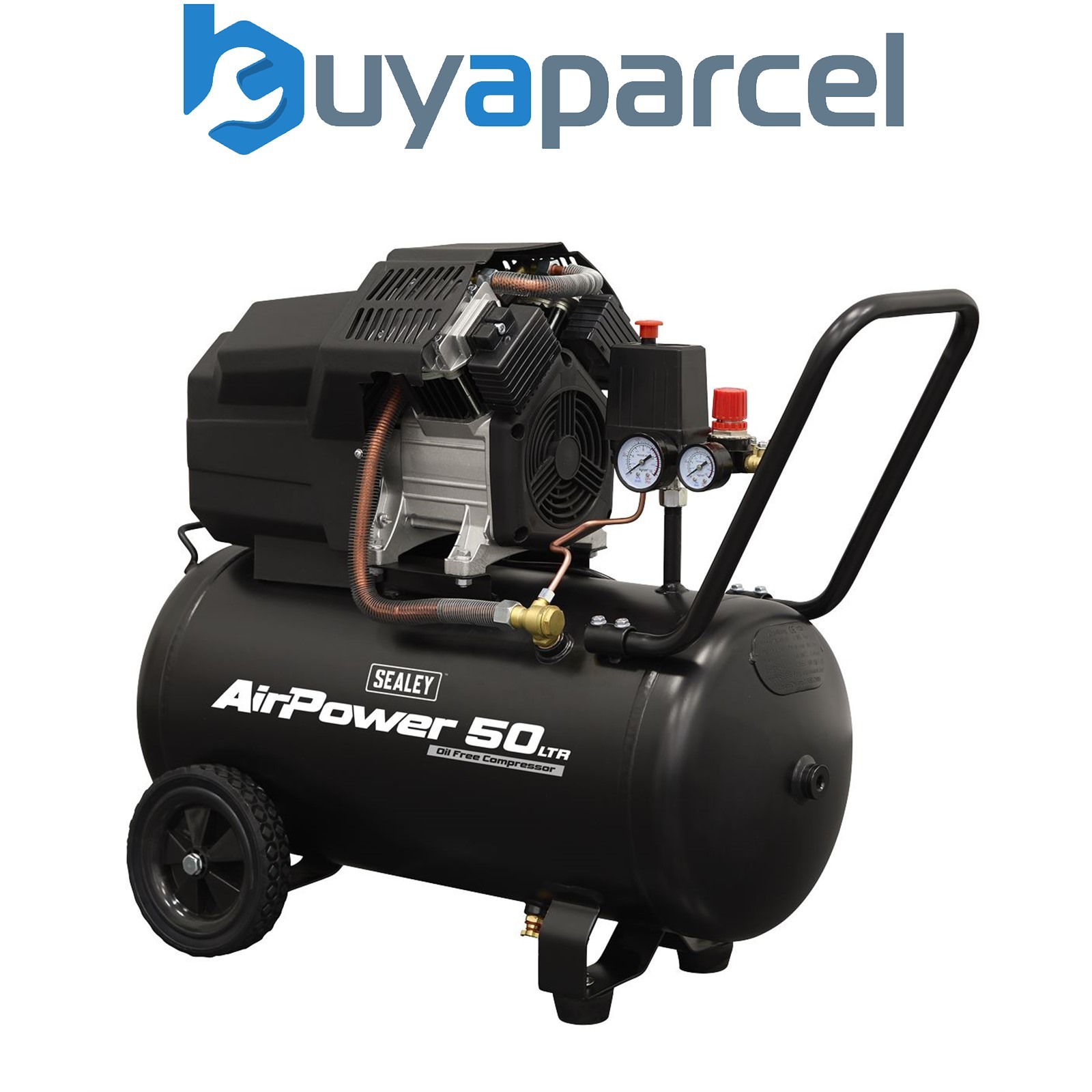 Sealey SAC5002 Air Compressor 50L V-Twin Oil Free Direct Drive 3hp