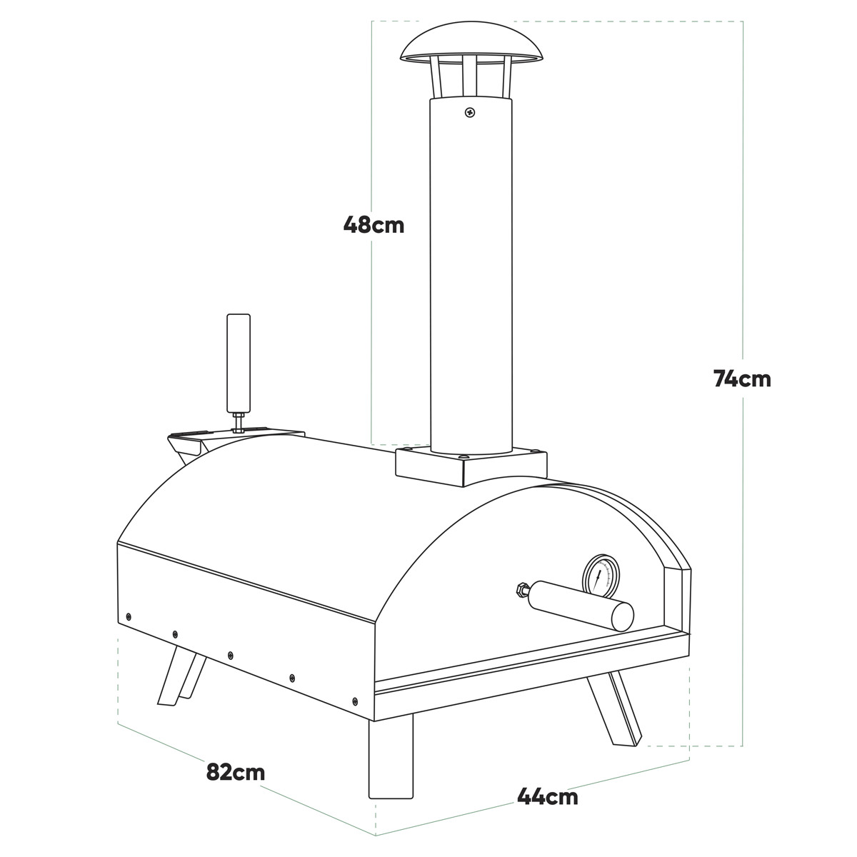 Dellonda 14" Wood-Fired Pizza Oven 380C Meat Fish Smoking Steel Portable DG11