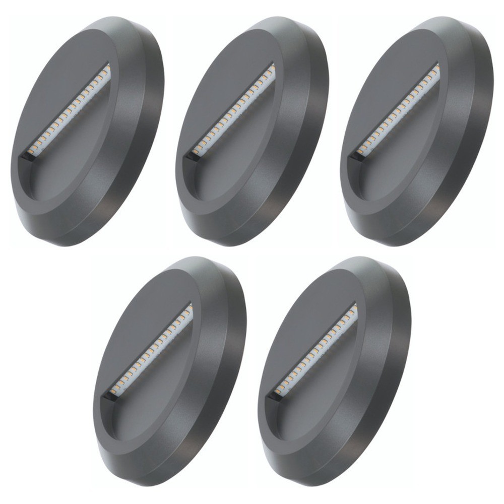 5 x Timeguard LEDSL3DG Round LED Step / Walkway Light Fittings – 1.3W (Grey)
