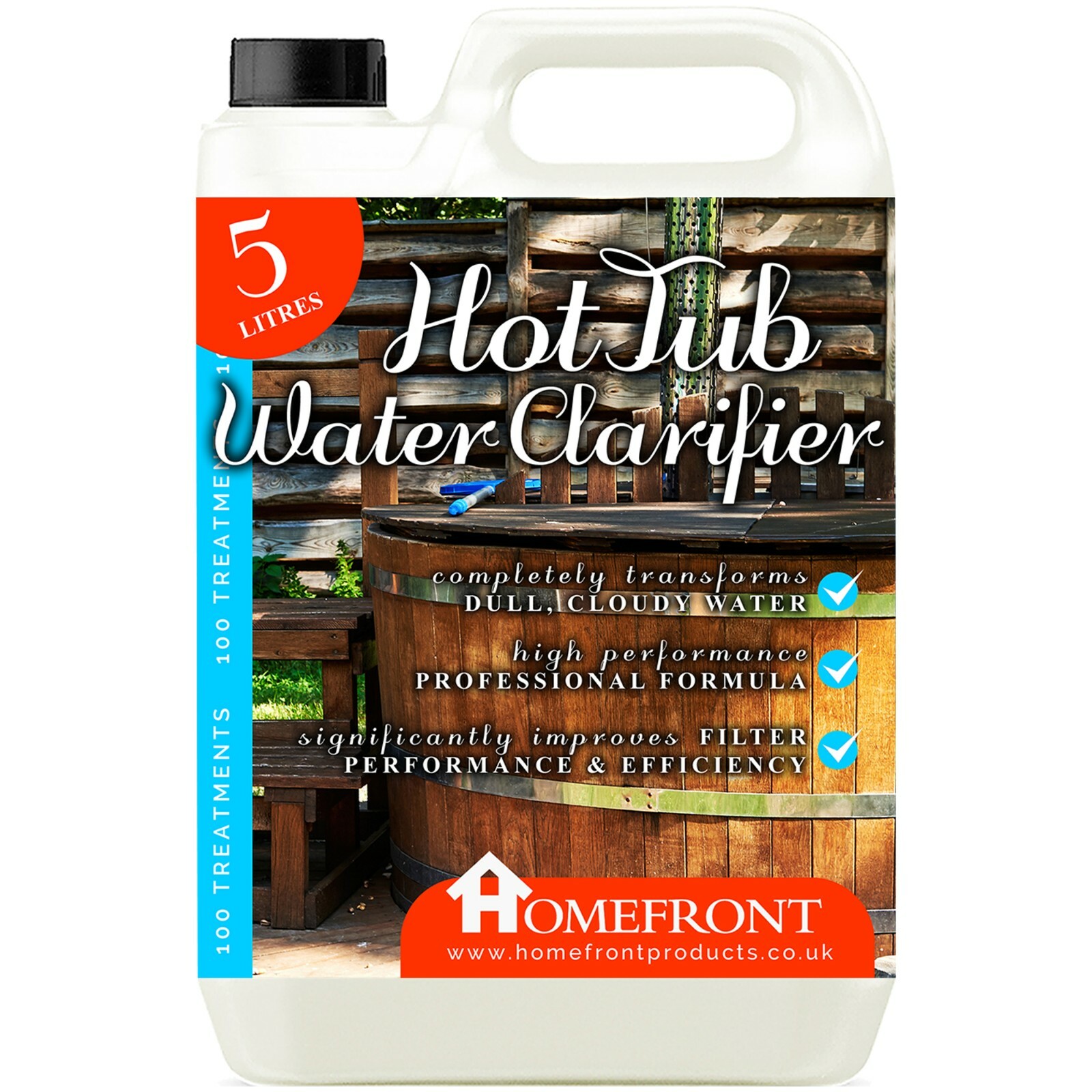 Homefront Hot Tub Spa Pool Water Clarifier Clears Cloudy Dull Water Clarify 5L