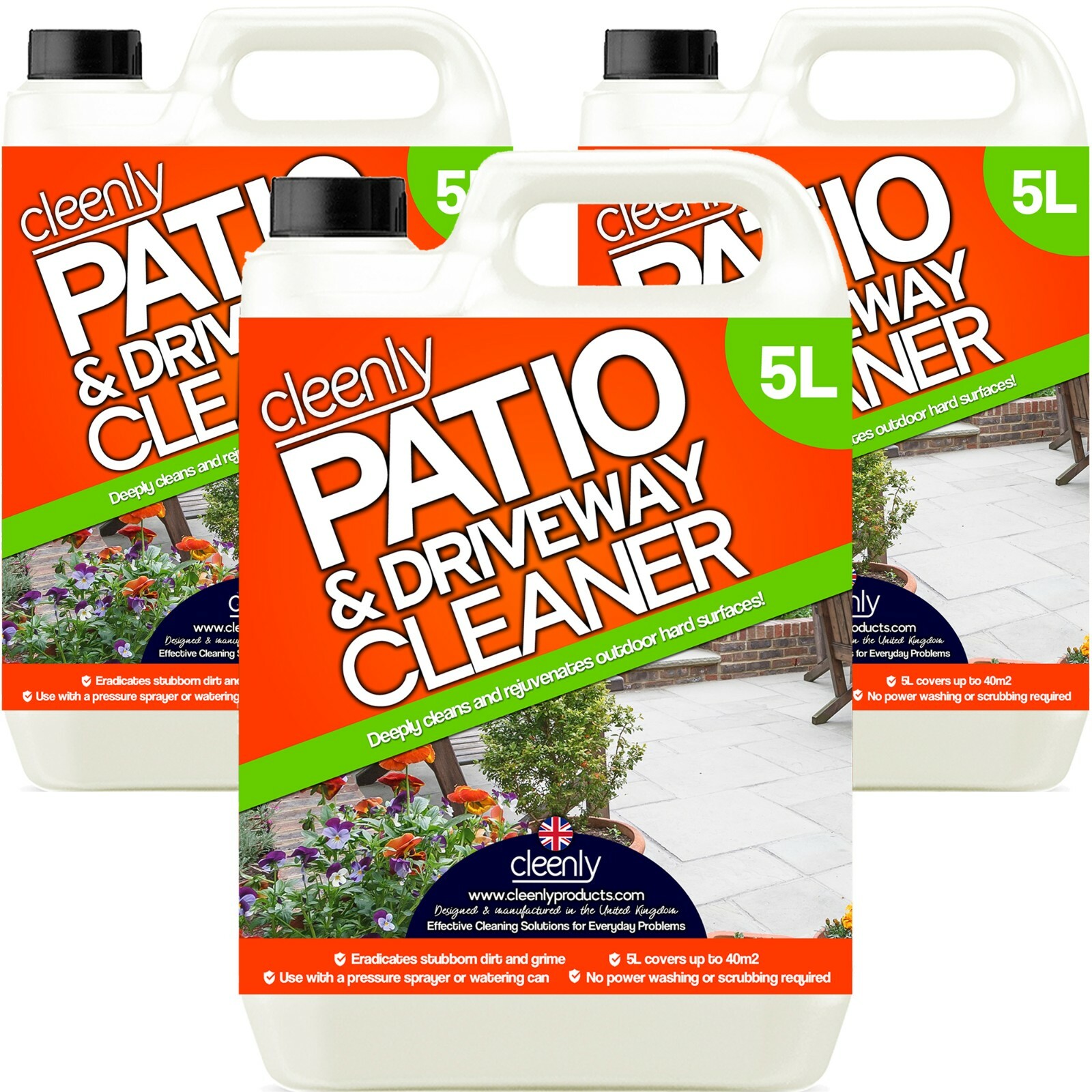 Cleenly Patio Drive Way Brick Cleaner 15L Green Mould Algae Killer 25% Stronger