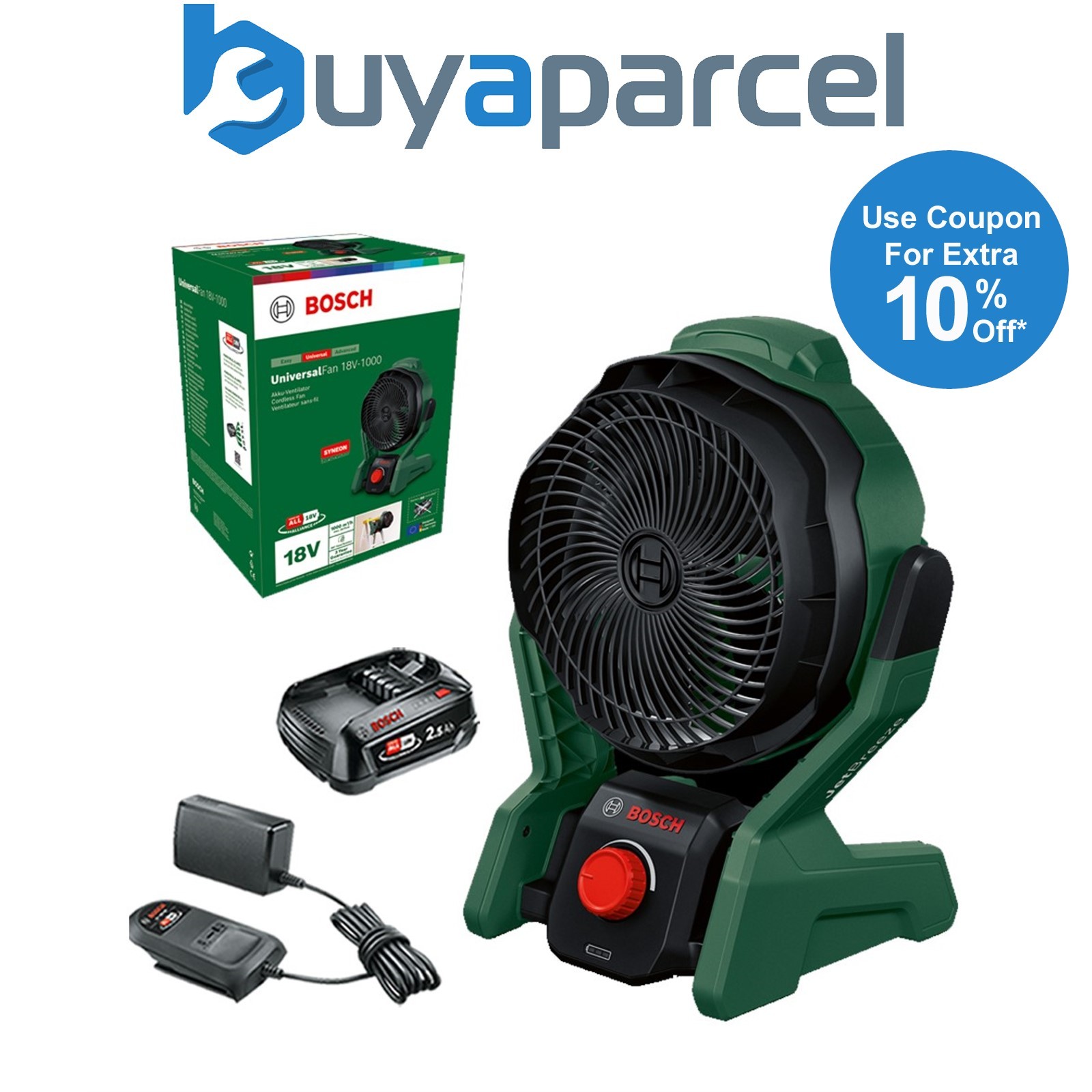 Bosch 06039E1000 UniversalFan 18v Cooling Workshop Fan + 2.5AH Battery Kit