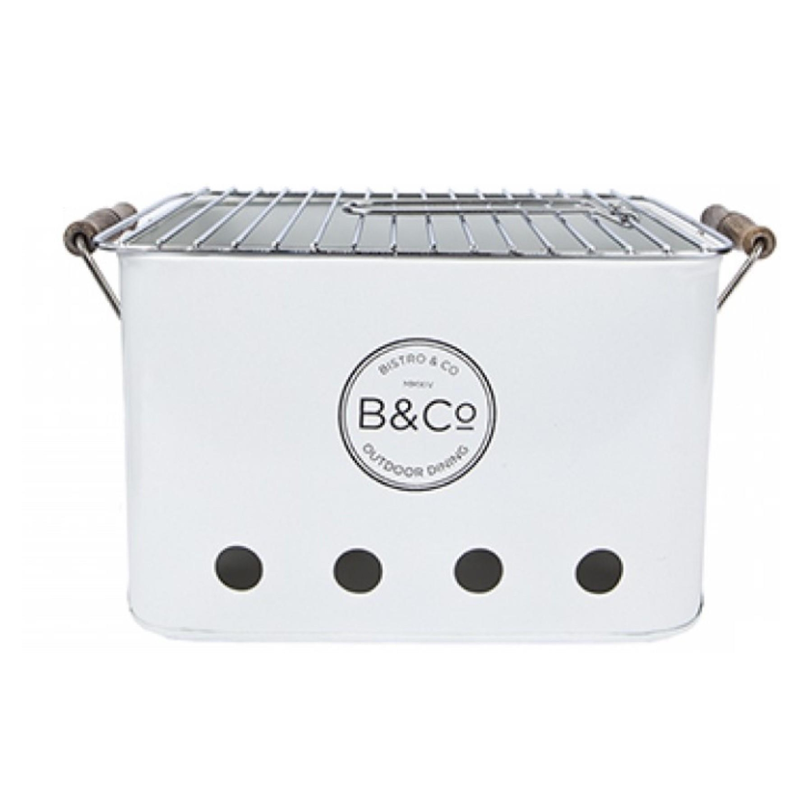BBQ Barbecue Outdoor Eating Summer - White 32cm Portable Charcoal BBQ with Grill