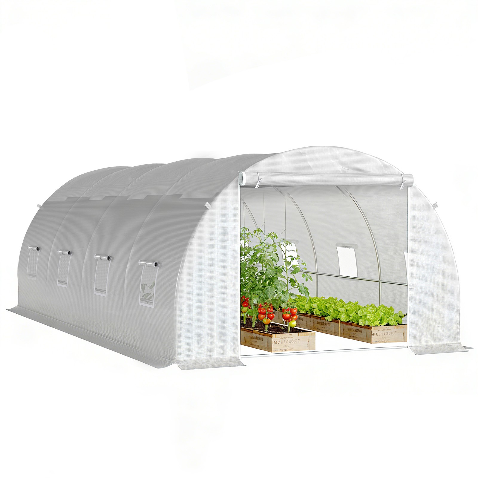 Outsunny 6 x 3 x 2 m Polytunnel Greenhouse w/ Zippered Door and 8 Windows