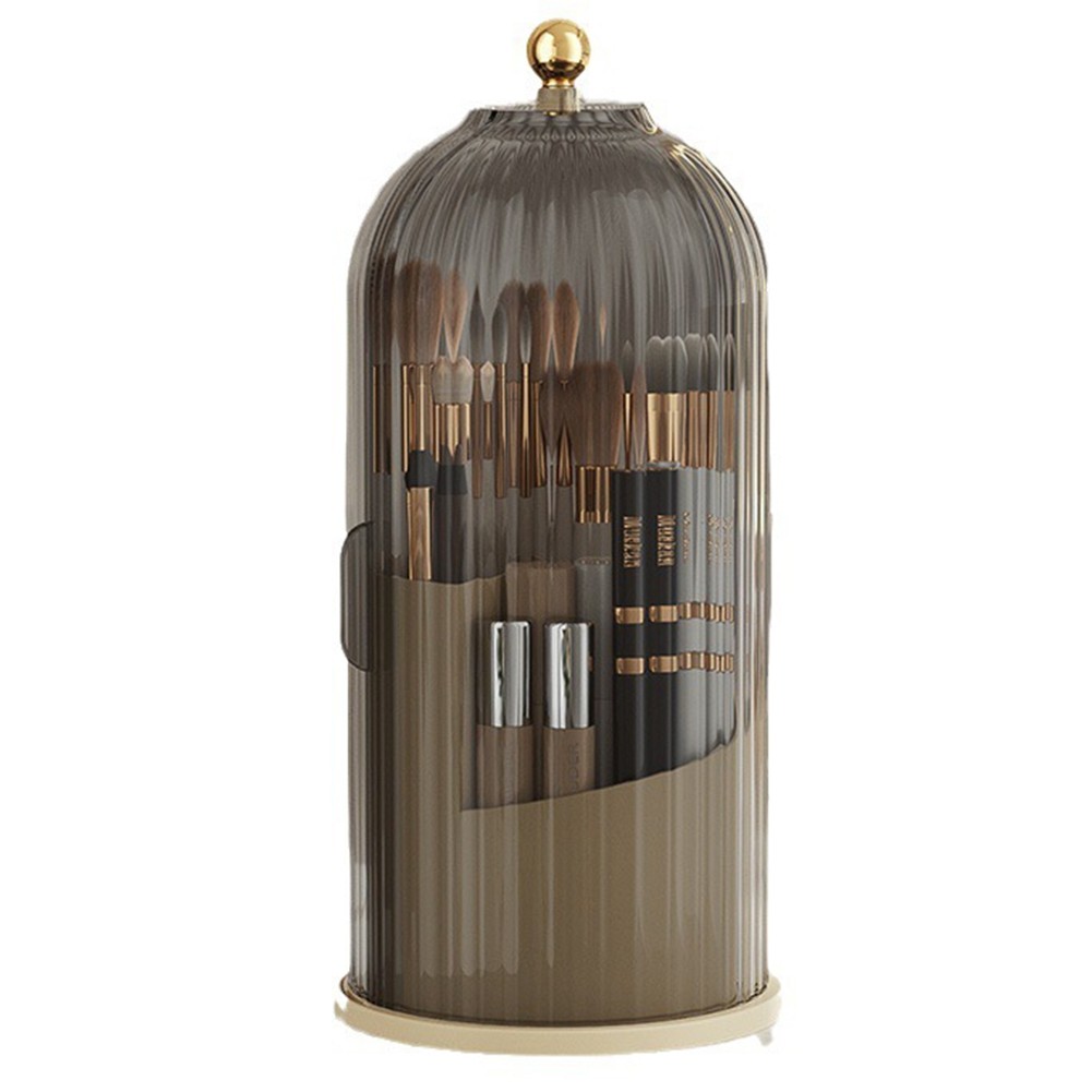 3X(Makeup Brush Holder Storage Box 360 Rotating Storage Box with Cover6133