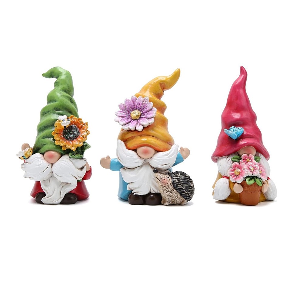 Spring Decorations Flower Gnomes Ornaments Decor for Garden Decor Set of 3 P8L7