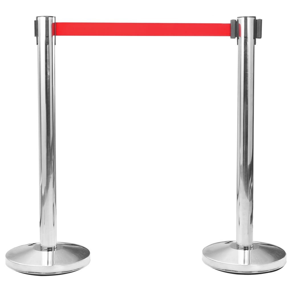 Stanchion with Belt Airport Barrier Stainless Steel Silver vidaXL