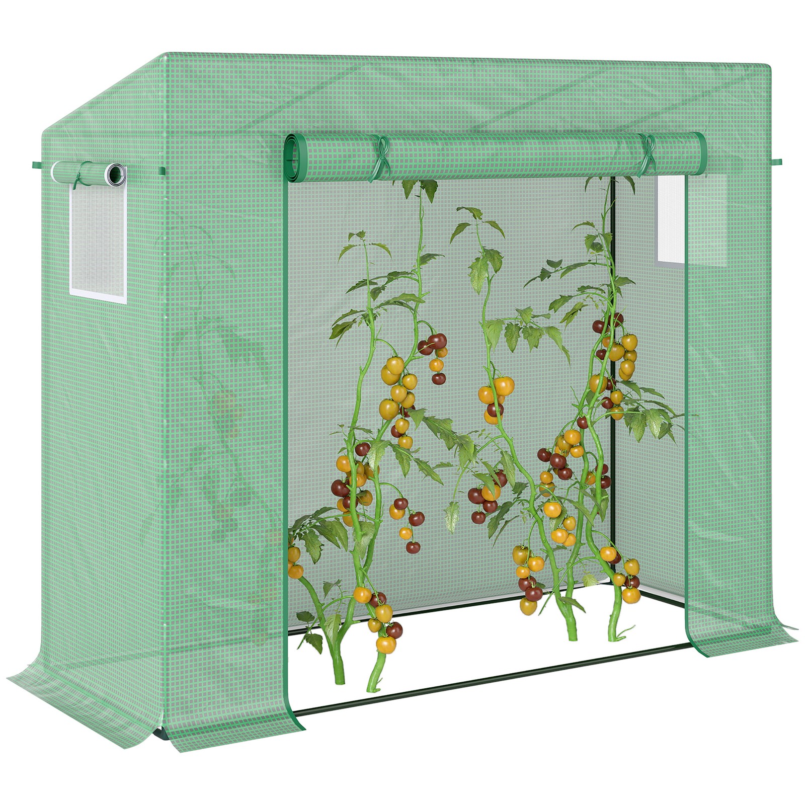 Outsunny 200x76x168cm Walk-in Garden Greenhouse Plant Warm House w/ Roll Up Door