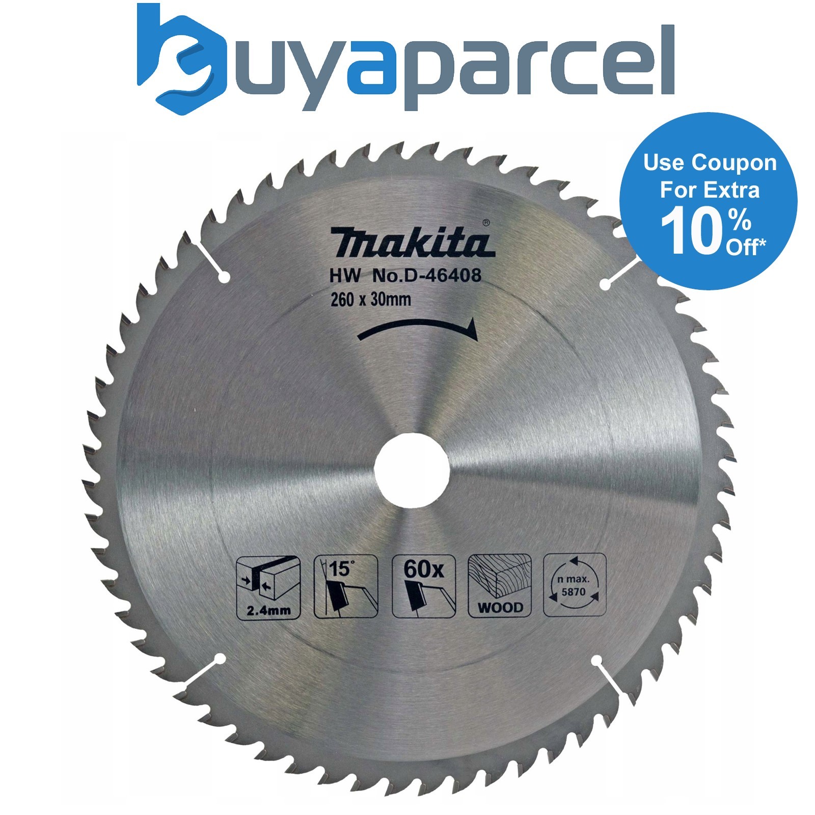 Makita D-46408 Circular Saw Blade 260 X 30 60 Teeth Fine Cut - Table Mitre Saw