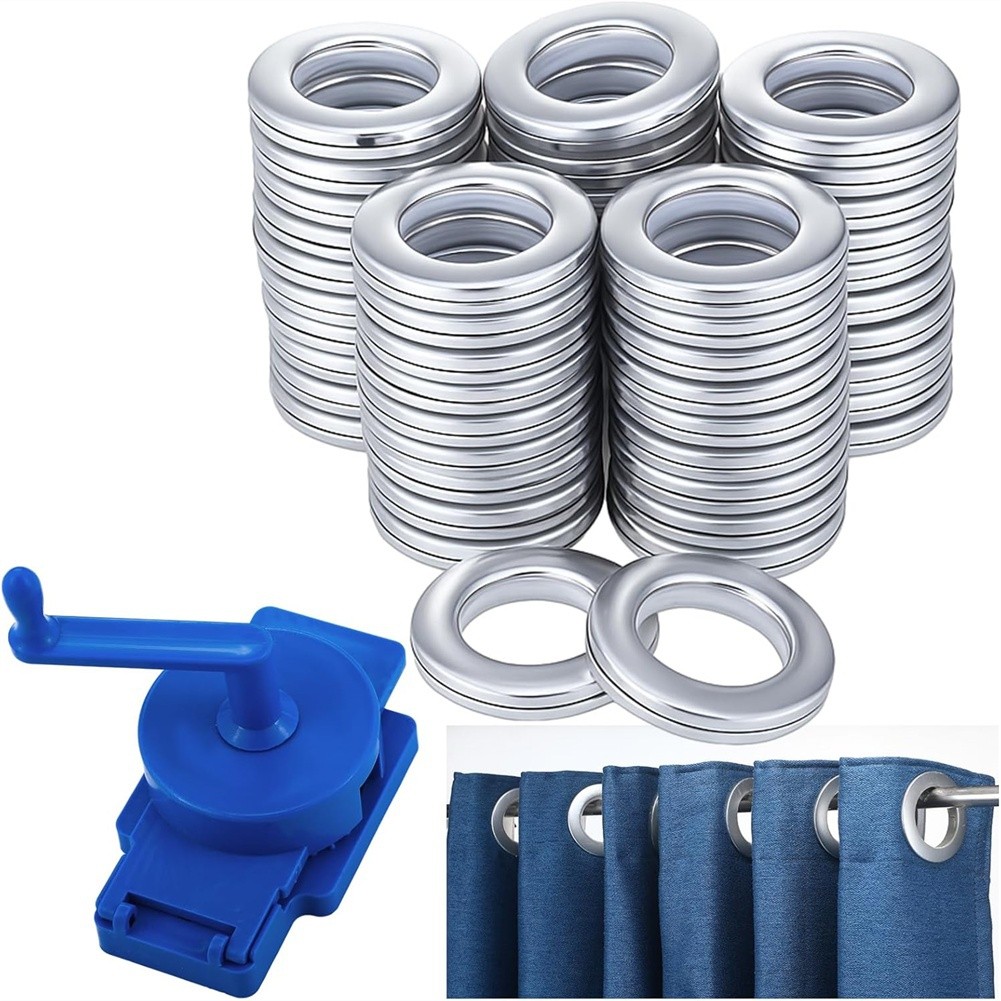 1 Pack Rotary Curtain Puncher and 50 Pack Curtain Grommet Plastic  Can1404