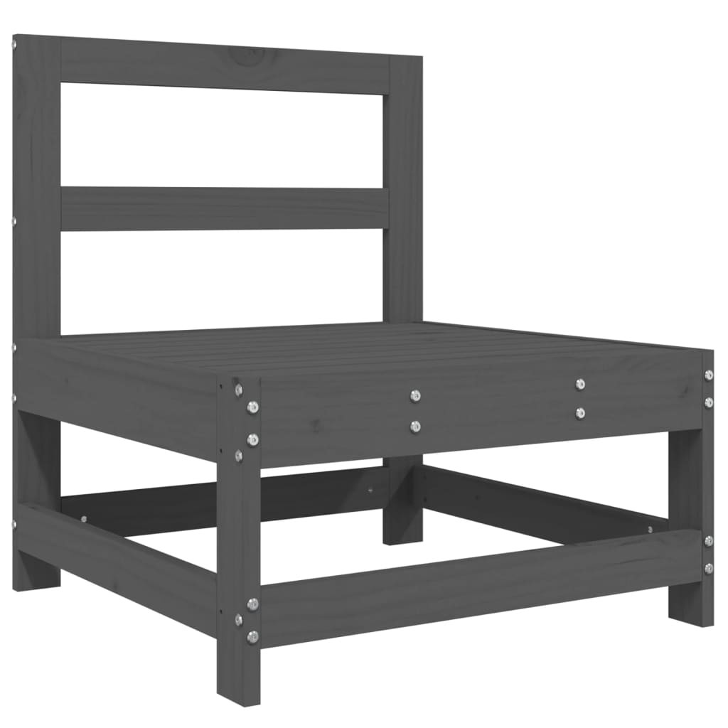 Garden Middle Sofa Outdoor Sectional Grey Solid Wood Pine vidaXL