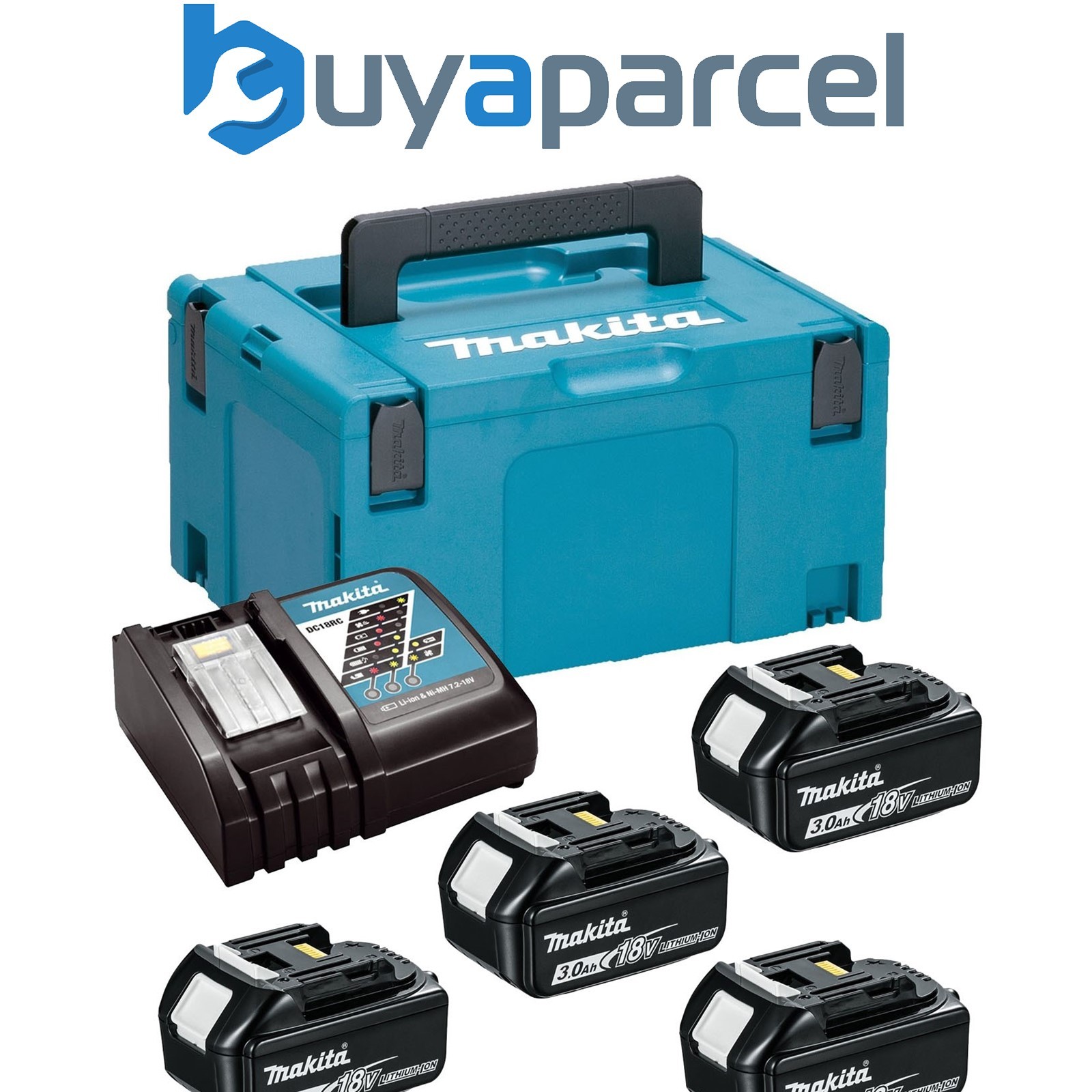 Makita BL1830 18v 4 x 3.0ah Lithium Batteries DC18RC Fast Charger + Makpac Case